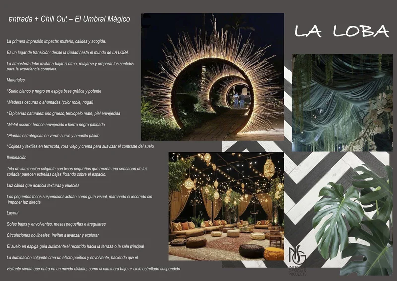 Lámina de concepto: entrada y chill out, El Umbral Mágico